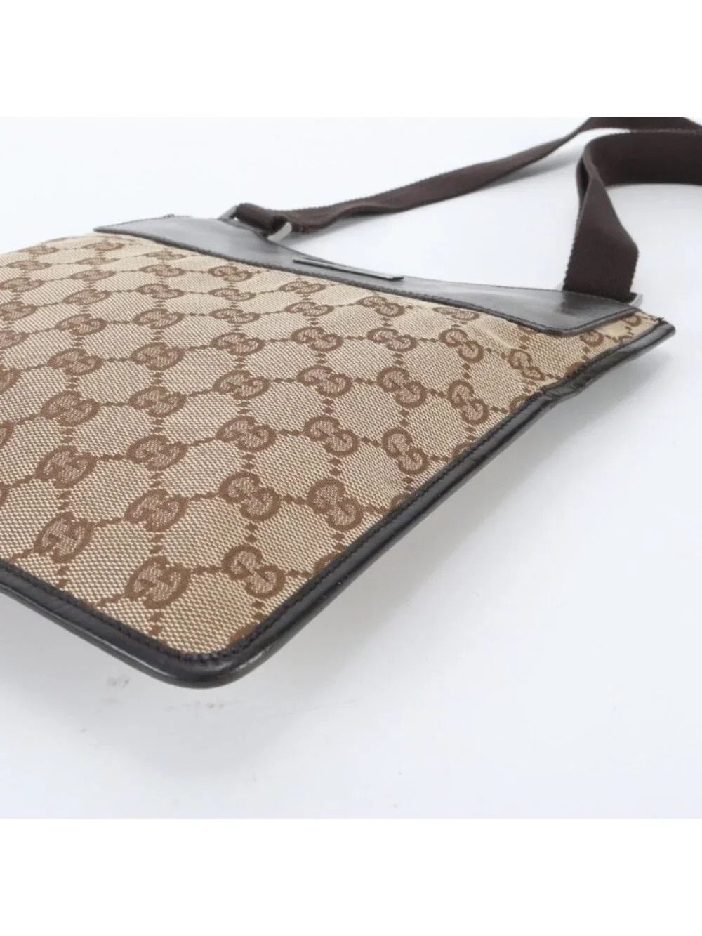 Gucci GG Canvas Leather Shoulder Bag Crossbody Messenger Business Tote